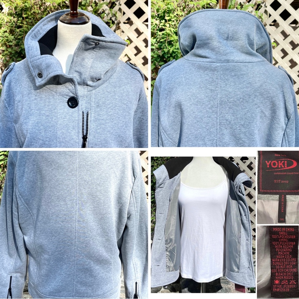 Yoki Knit Zippered Cuff Lightweight Collared Jacket - Picture 16 of 16